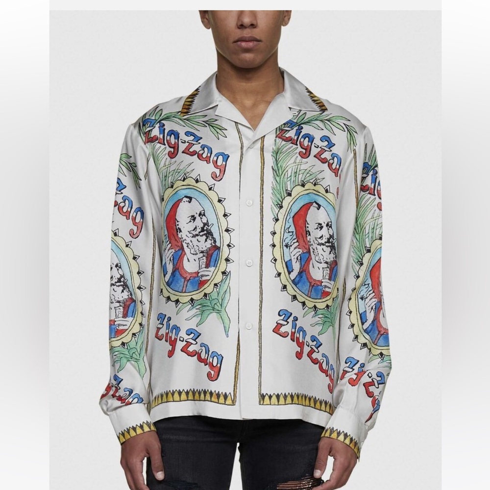 NWT AMIRI ZIG ZAG SILK SHIRT